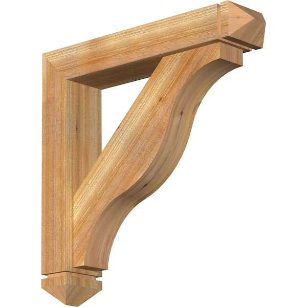 Ekena Millwork Funston Arts and Crafts Rough Sawn Bracket w/ Offset Brace, Western Red Cedar, 6"W x 30"D x 30"H BKT0604X30X30FST03RWR - main